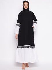 Embroidery Burqa Abaya for women with Black Georgette Hijab