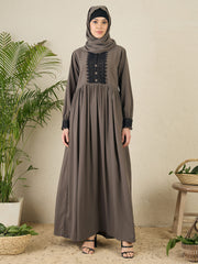 Grey Lace Work Abaya Burqa with Matching hijab