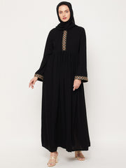Embroidery Abaya with Black Georgette Hijab