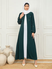 2 Piece Handwork Abaya with White Georgette Hijab