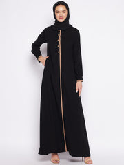 Black Color Abaya for women with Black Georgette Scarf