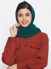 Bottle Green Georgette Solid Hijab Stole For Women