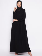 Black Solid Abaya for Women with Black Georgette Hijab