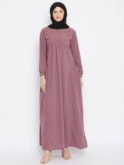 Abaya Chikan hand Embroidery with Black Georgette Scarf