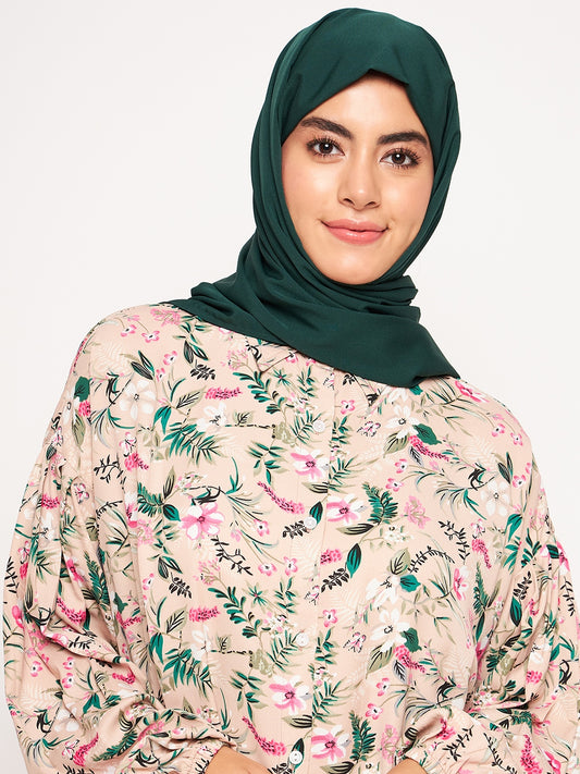 Bottle Green Crepe Hijab Stole for Women