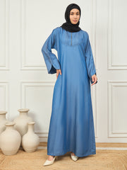 Denim Abaya/Burqa with Black Georgette Hijab
