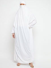 One Piece White Loose Fit Jilbab Abaya for Women