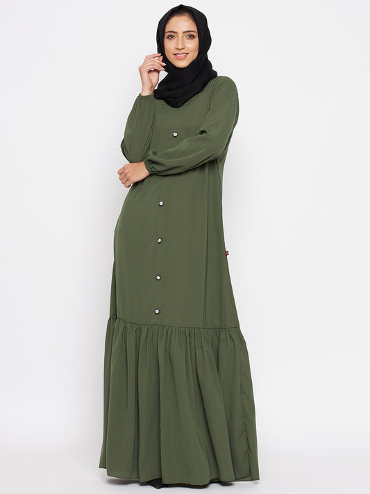 Frill Abaya with Black Georgette Hijab