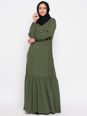 Frill Abaya with Black Georgette Hijab