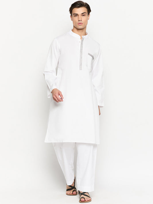 White Straight Men's Kurta