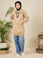 Wow Modest Winter Wear – Beige Fleece Hoodie for Women