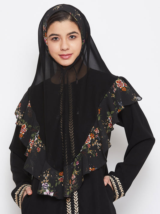 Women Black Georgette Khimar Hijab