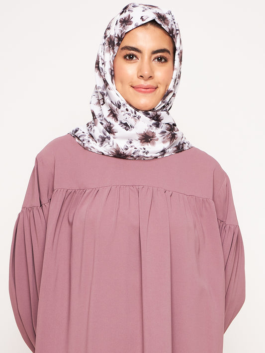 White Floral Printed Casual Hijab Stole for Women