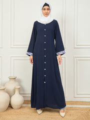 Front Open Abaya/Burqa with White Georgette Hijab