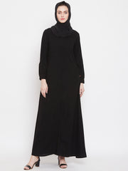 Front Open Black Abaya Burqa With Black Hijab