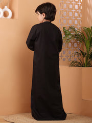 Black Zip Closure Thobe/Jubba For Kids Boys