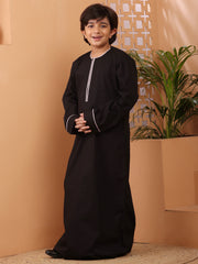 Black Zip Closure Thobe/Jubba For Kids Boys