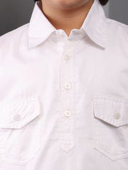 White Pathani Kurta Pajama Set for Kids Boys