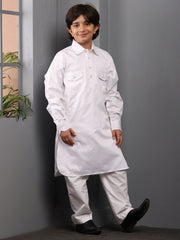 White Pathani Kurta Pajama Set for Kids Boys