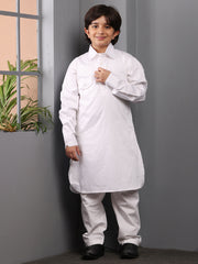 White Pathani Kurta Pajama Set for Kids Boys