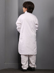 White Pathani Kurta Pajama Set for Kids Boys