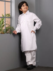 White Pathani Kurta Pajama Set for Kids Boys