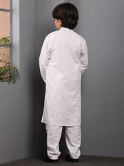 White Kids Boy's Kurta Pajama Set