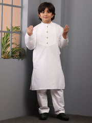 White Kids Boy's Kurta Pajama Set