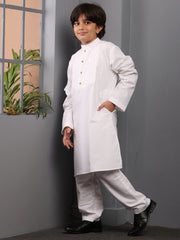 White Kids Boy's Kurta Pajama Set