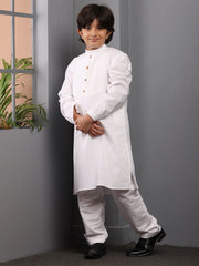White Kids Boy's Kurta Pajama Set
