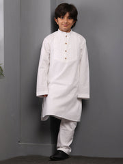 White Kids Boy's Kurta Pajama Set