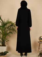 Modest Embroidered Black Abaya Burqa with Matching Hijab