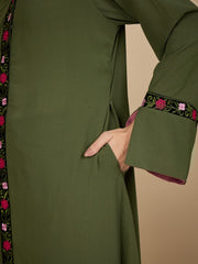 Embroidered Modest Jade Green Abaya with Matching Hijab