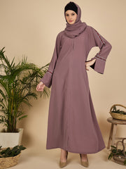 Embroidered Modest Pink Abaya Burqa with Matching Hijab