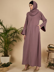 Embroidered Modest Pink Abaya Burqa with Matching Hijab