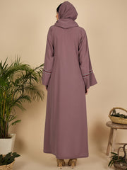 Embroidered Modest Pink Abaya Burqa with Matching Hijab
