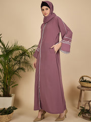 Modest Embroidered Pink Abaya Burqa with Matching Hijab