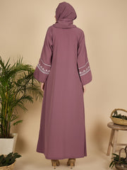 Modest Embroidered Pink Abaya Burqa with Matching Hijab