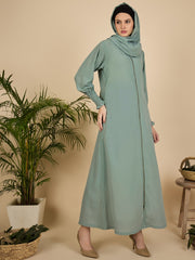 Modest Front Open Zip Abaya Burqa with Matching Hijab