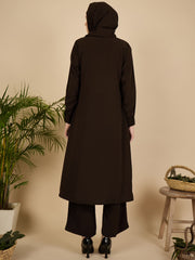 Front Open Brown Co-Ord Set for Women