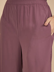 Front Open Puce Pink Co-Ord Set for Women
