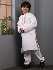 Embroidery White Kurta Pajama Set for Kids Boys