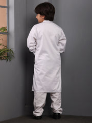 Embroidery White Kurta Pajama Set for Kids Boys