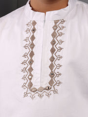 Embroidery White Kurta Pajama Set for Kids Boys