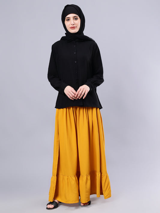 Mustard Solid Skirt for Women
