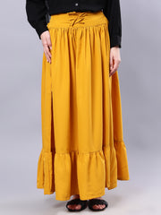 Mustard Solid Skirt for Women