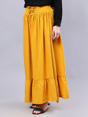 Mustard Solid Skirt for Women