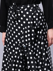Women Polka Printed Skirt With Attached Trouser