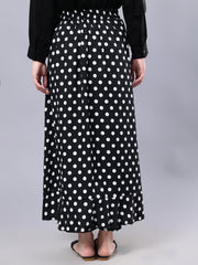 Women Polka Printed Skirt With Attached Trouser