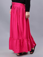 Pink Solid Skirt for Women